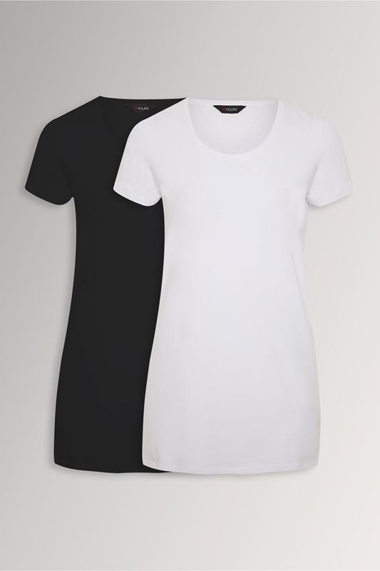  YOURSET Curve 2 PACK Black & White Longline T-Shirts
