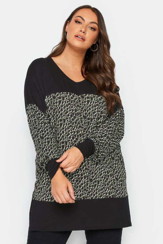 YOURS Plus Size Black Leopard Print Long Sleeve Top | Yours Clothing 1