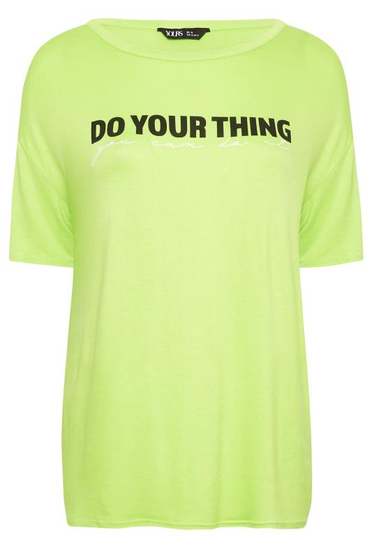 Plus Size  YOURS ACTIVE Curve Lime Green 'Do Your Thing' Slogan Top