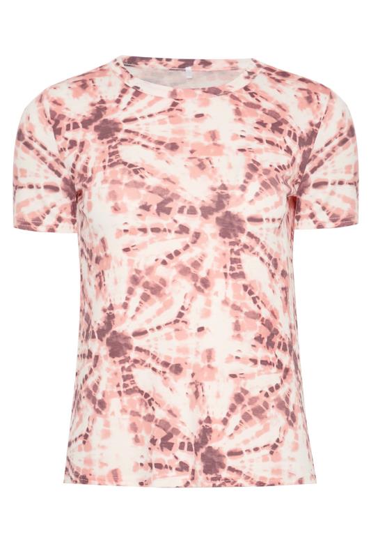 Petite White & Pink Tie Dye T-Shirt 4