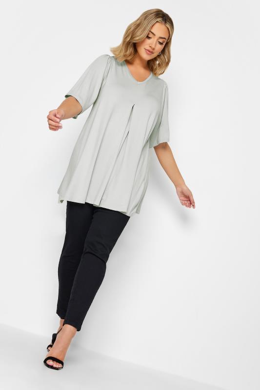 YOURS Plus Size Grey Pleat Front Top | Yours Clothing 3