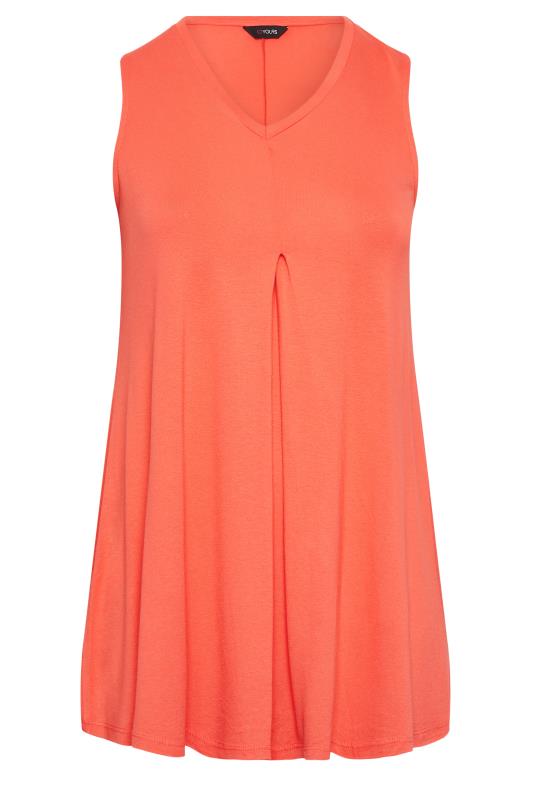 YOURS Curve Plus Size Orange Pleat Swing Vest Top | Yours Clothing  5