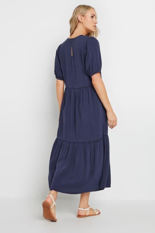 LTS Tall Navy Blue Wash Tiered Smock Dress | Long Tall Sally 4