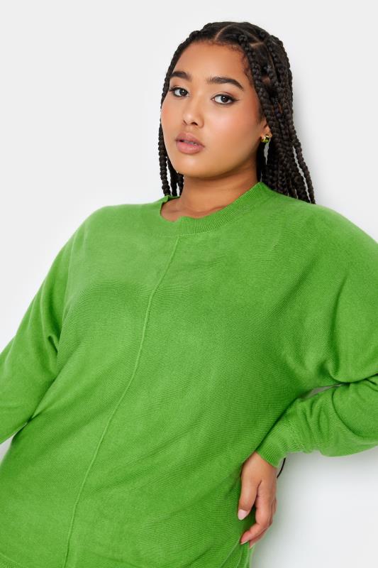 YOURS Plus Size Green Front Seam Detail Jumper | Yours Clothing 4