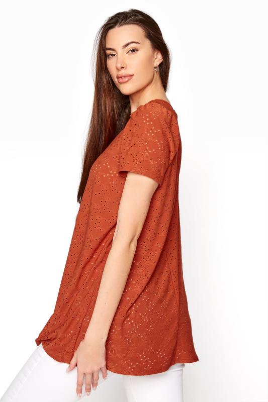LTS Tall Rust Orange Broidery Puff Sleeve Top 3