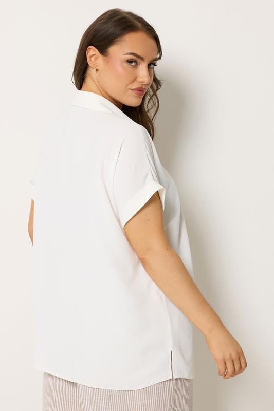 YOURS Plus Size White Button Half Placket Blouse | Yours Clothing 2