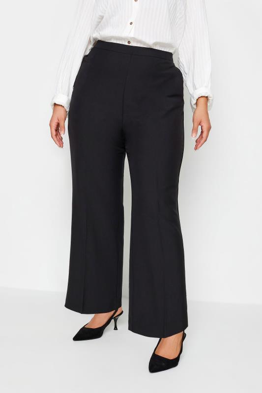 Straight Leg Trousers Grande Taille YOURS Curve Black Elasticated Stretch Straight Leg Trousers