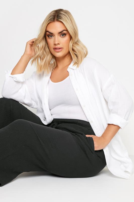 YOURS Plus Size Black Cheesecloth Culottes | Yours Clothing 4