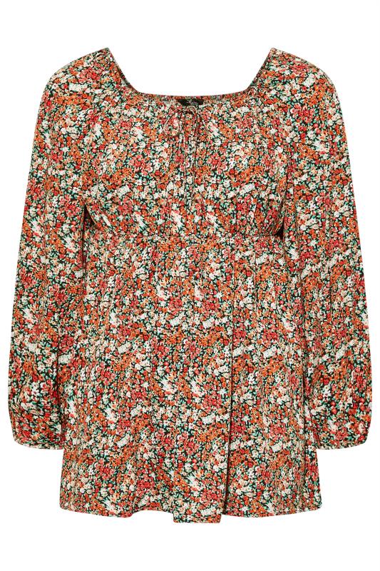 LIMITED COLLECTION Plus Size Black & Orange Floral Gypsy Blouse | Yours Clothing 6