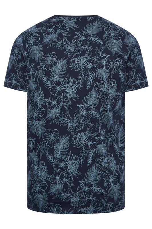 BadRhino Big & Tall Plus Size Mens Navy Blue Hawaiian Print T-Shirt | BadRhino 4