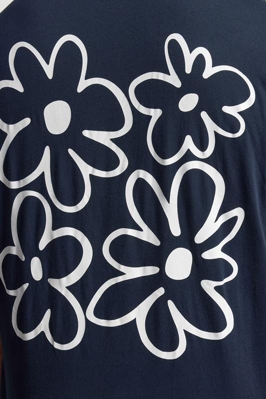BadRhino Big & Tall Navy Blue Flower Graphic T-Shirt | BadRhino 6