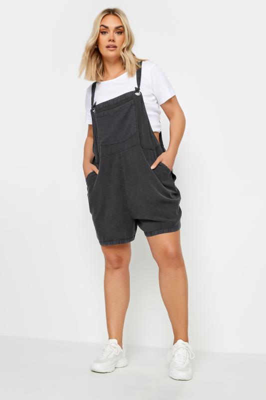 LIMITED COLLECTION Plus Size Washed Black Dungarees | Yours Clothing 3