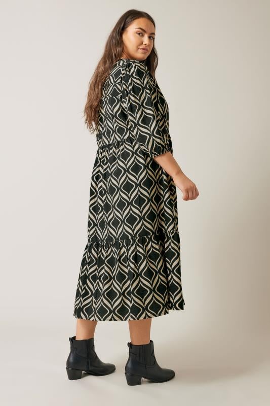 EVANS Plus Size Black Geometric Print Midi Dress | Evans 4