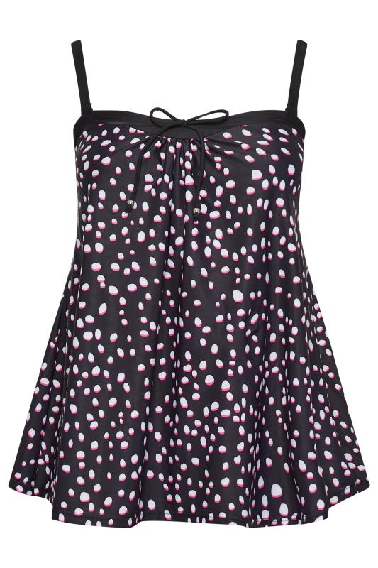 YOURS Plus Size Black Spot Print Tankini Top | Yours Clothing  8