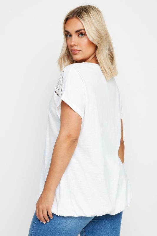 YOURS Plus Size White Bubble Hem Top | Yours Clothing 3