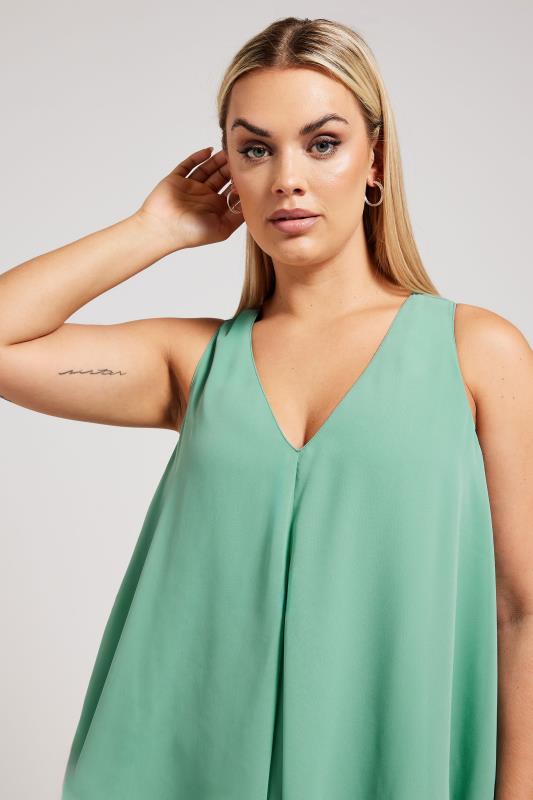 YOURS LONDON Plus Size Green Layered Sleeveless Blouse | Yours Clothing 4