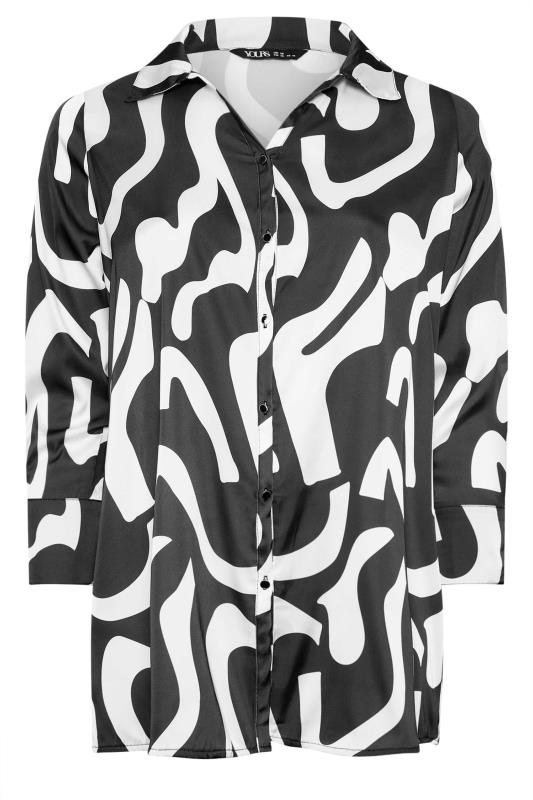 YOURS Plus Size Black & White Abstract Print Oversized Shirt | Yours Clothing 5