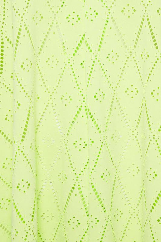YOURS Plus Size Lime Green Broderie Anglaise Swing Vest Top | Yours Clothing 4