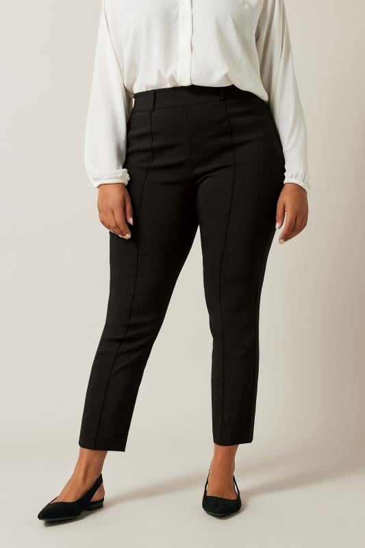 Evans Black Slim Leg Pintuck Front Trousers 1