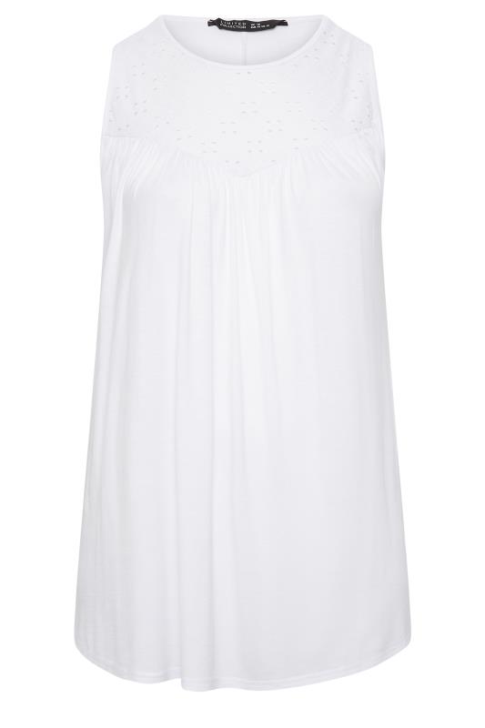 LIMITED COLLECTION Plus Size White Broderie Anglaise Insert Vest Top | Yours Clothing 6