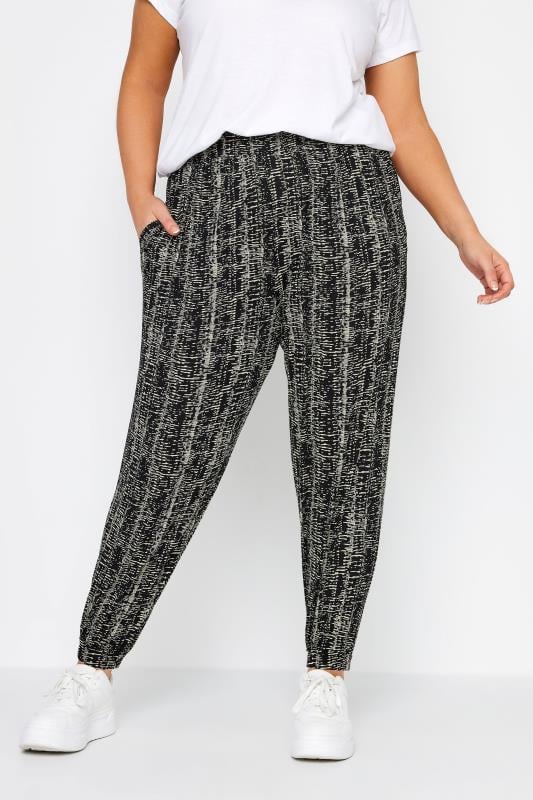  Tallas Grandes YOURS Curve Black Abstract Print Harem Style Joggers