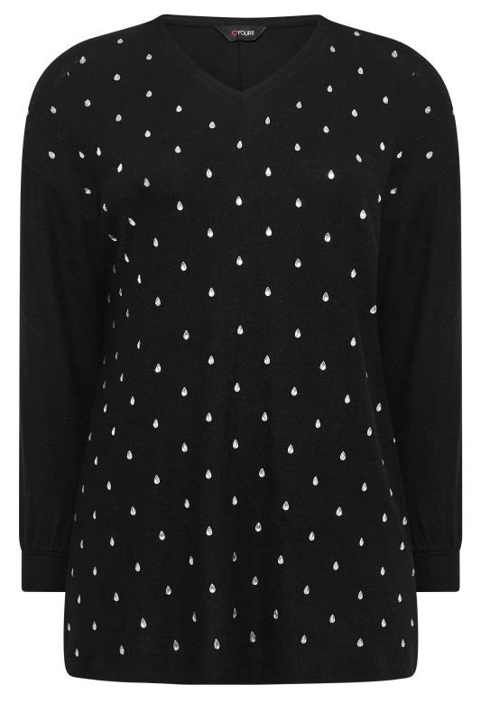 Plus Size Black Embellished Stud Detail Top | Yours Clothing 6