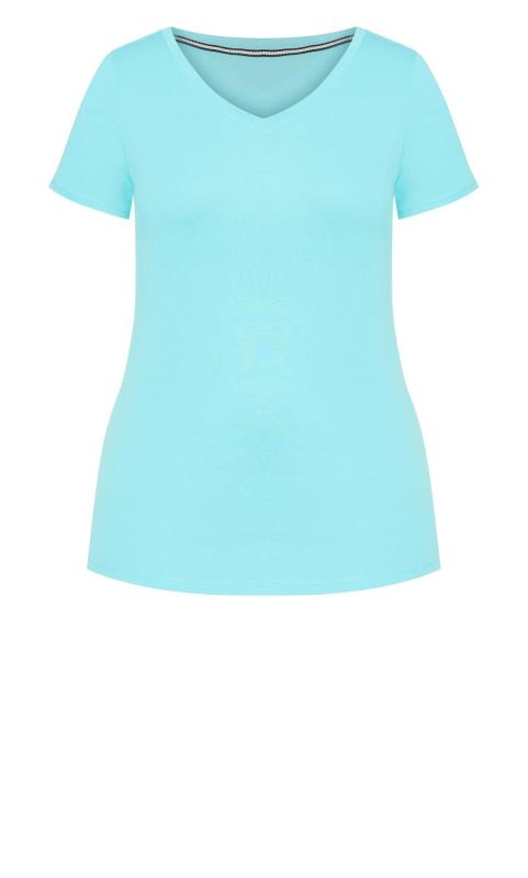 Evans Light Aqua Blue V-Neck T-Shirt 5