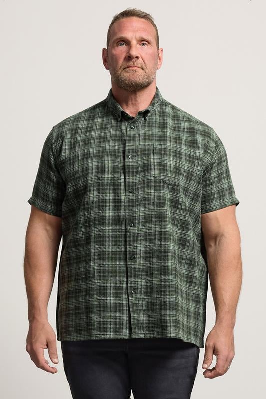  BadRhino Big & Tall Chemise manches courtes à carreaux verts