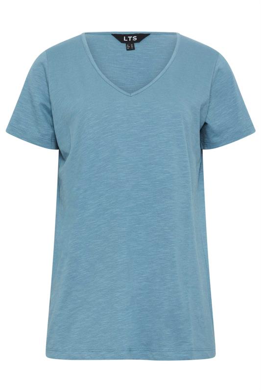 LTS Tall Womens Denim Blue V-Neck T-Shirt | Long Tall Sally 5