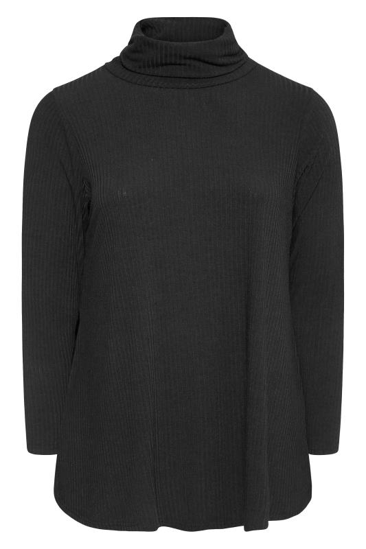 Curve Black Ribbed Roll Neck Top 6
