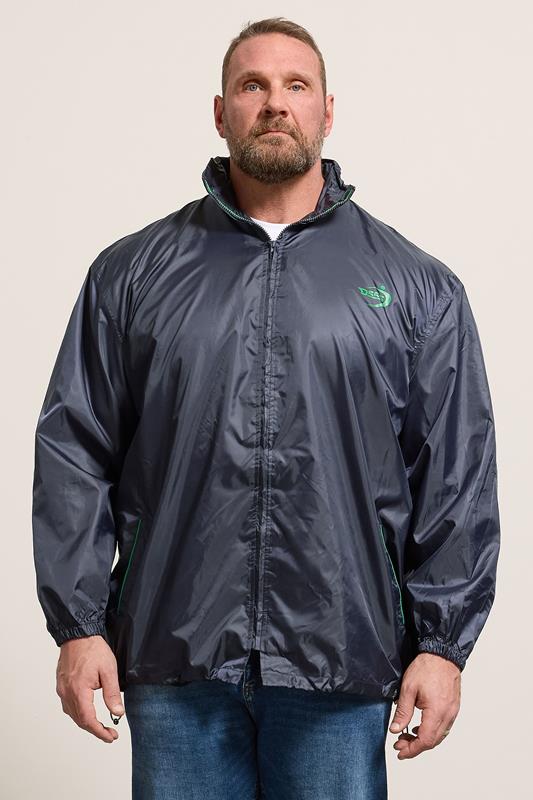 D555 Big & Tall Navy Blue Packaway Rain Jacket | BadRhino 1