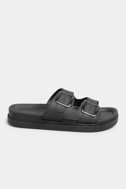 PixieGirl Black Double Buckle Slider Sandals In Standard D Fit 3