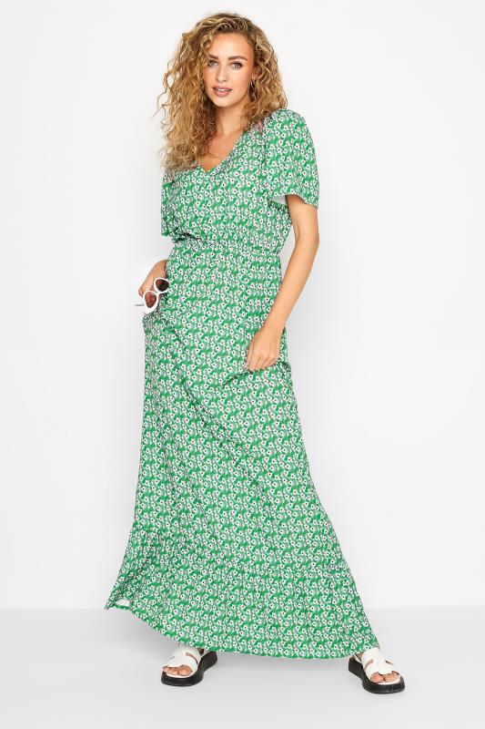 LTS Tall Women's Green Floral Print Maxi Tea Dress | Long Tall Sally 1