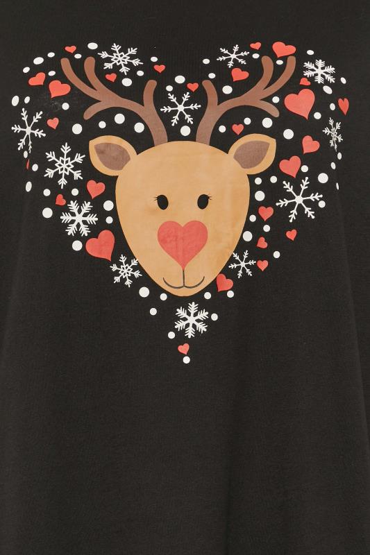 Plus Size Black Rudolph Print Christmas Pyjama Gift Set | Yours Clothing 6