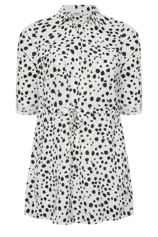 YOURS Plus Size White Dalmatian Print Utility Tunic Shirt | Yours Clothing 6