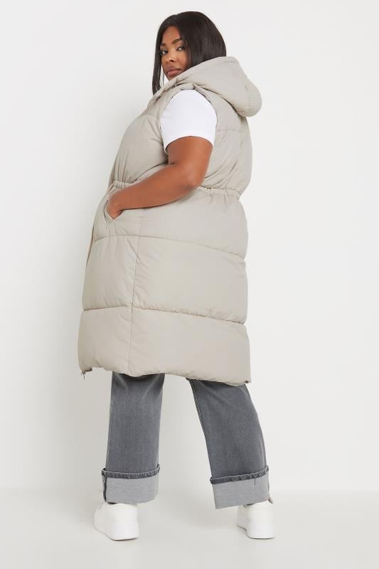 YOURS Plus Size Curve Ivory Drawcord Panelled Gilet | Yours Clothing 3