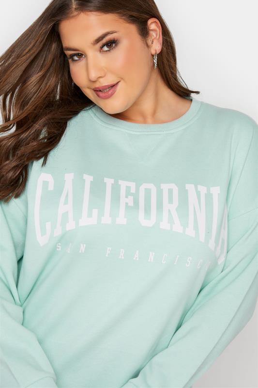 Curve Mint Green 'California' Slogan Sweatshirt 4