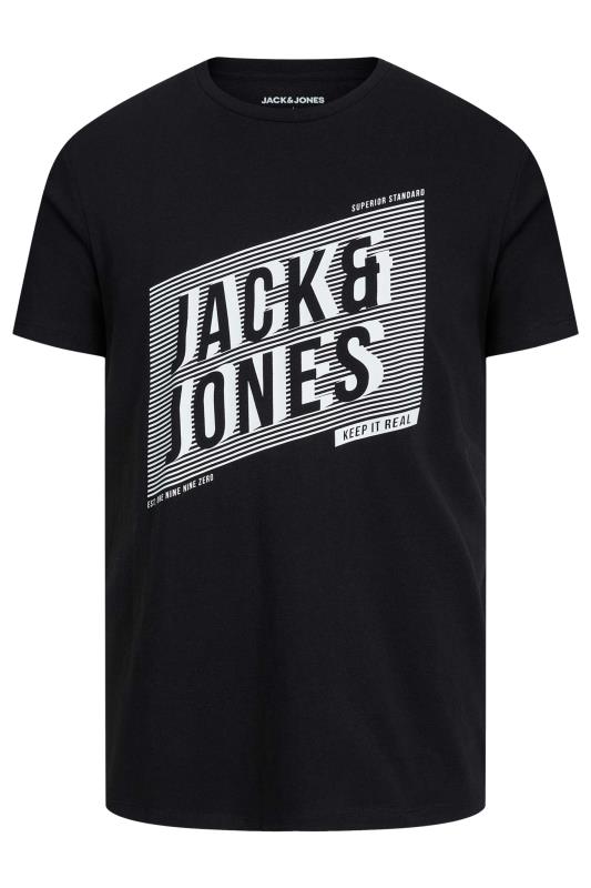 JACK & JONES Big & Tall Black Logo Printed T-Shirt | BadRhino 2