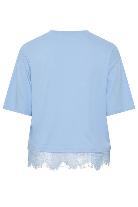 LIMITED COLLECTION Plus Size Light Blue Lace Hem T-Shirt | Yours Clothing 2
