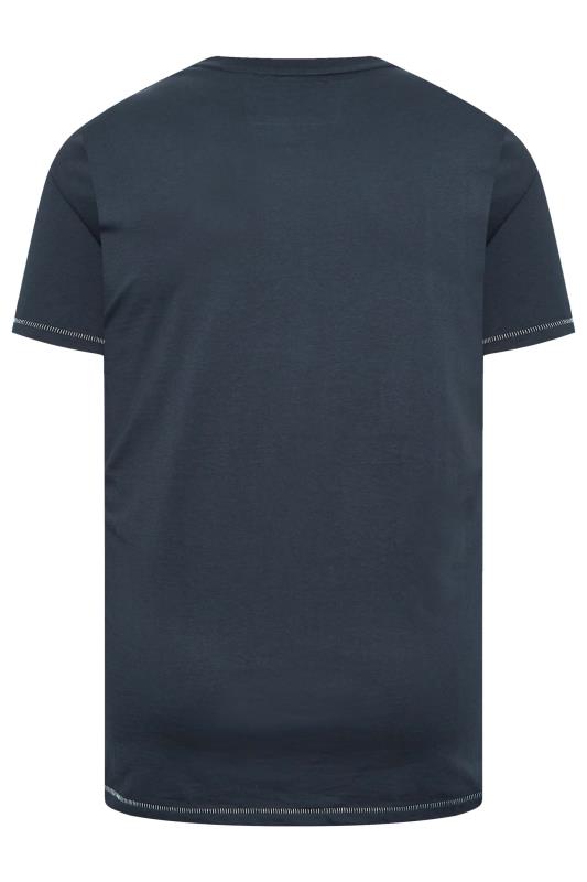 D555 Big & Tall Navy Blue Gradient Line Printed T-Shirt | BadRhino 4