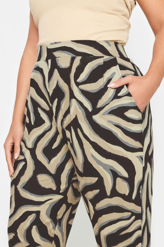 YOURS Plus Size Beige Brown Zebra Print Harem Trousers | Yours Clothing 4