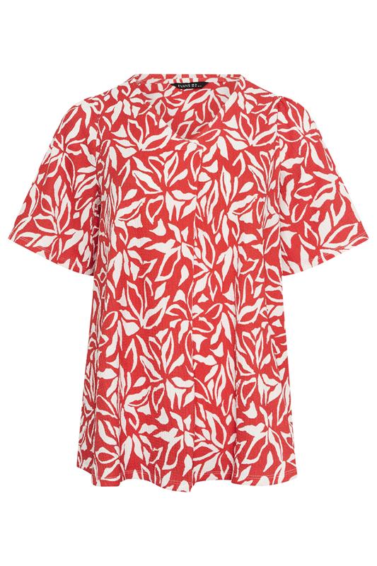 EVANS Plus Size Red Floral Pleat Front Angel Sleeve Top | Evans  5