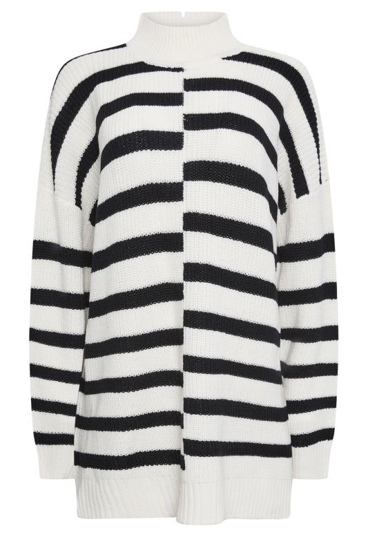 YOURS Plus Size White Contrast Stripe Turtle Neck Jumper | Yours Clothing 5