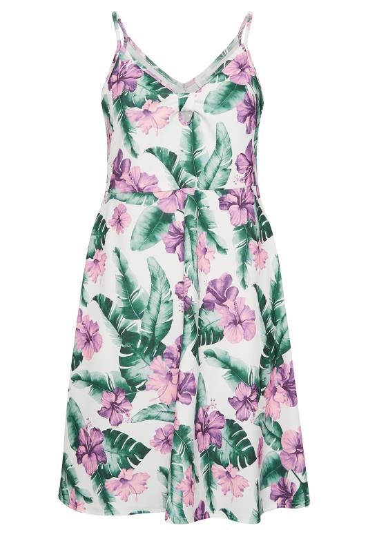 YOURS LONDON Plus Size White Tropical Print Bow Front Dress | Yours Clothing 7