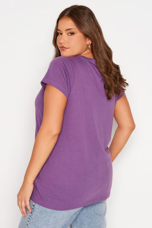 Plus Size Purple Short Sleeve T-Shirt | Yours Clothing 3