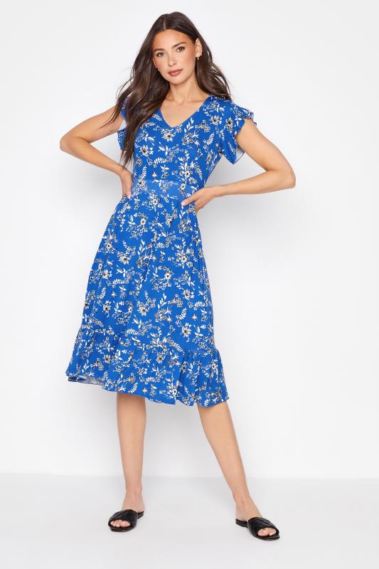 LTS Tall Blue Floral Print Midi Dress_A.jpg