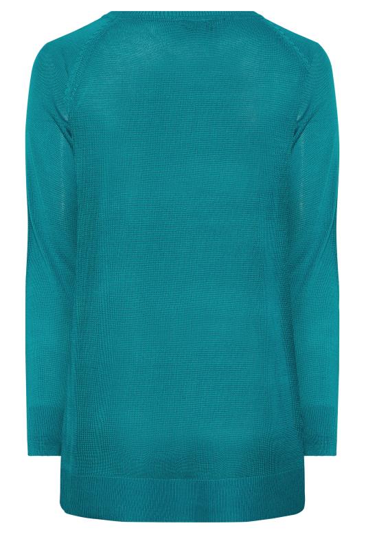 YOURS Curve Blue Fine Knit Jumper | Yours Clothing 7