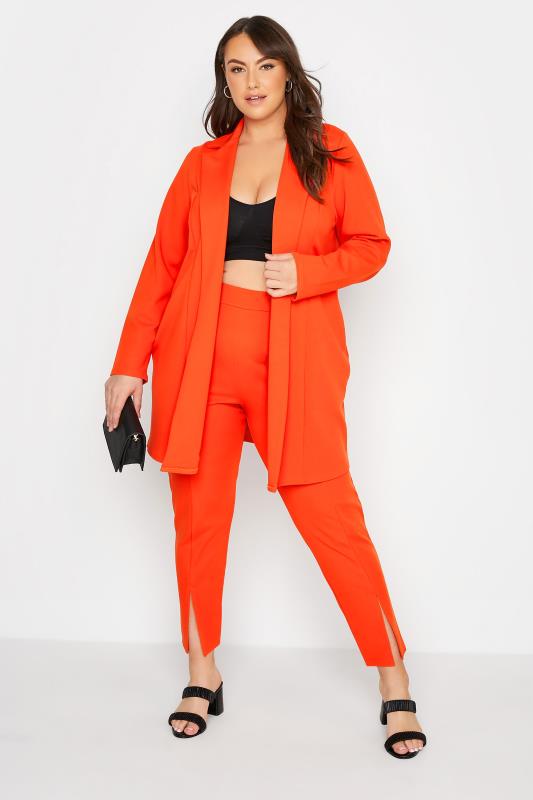 LIMITED COLLECTION Plus Size Bright Orange Scuba Blazer | Yours Clothing 2