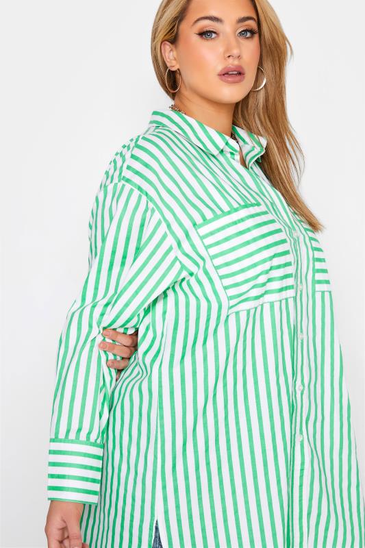 LIMITED COLLECTION Curve Green Stripe Oversized Shirt 4