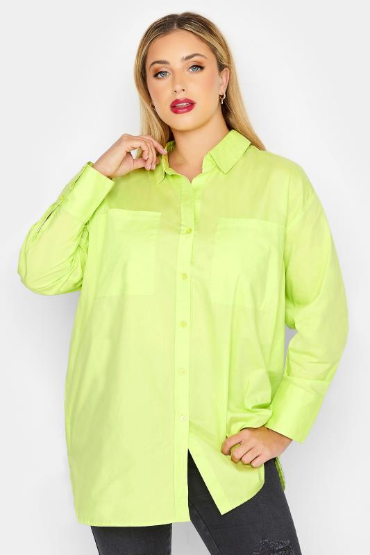 Plus Size  LIMITED COLLECTION Curve Lime Green Oversized Boyfriend Shirt